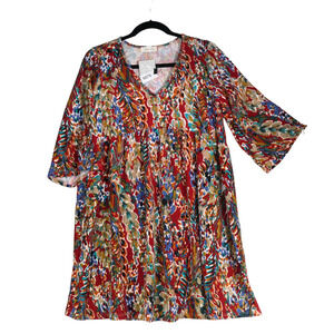 NWT Beeson River Tunic Sweater Women 1X Multicolor Baby Doll Top Boho Cozy Chic